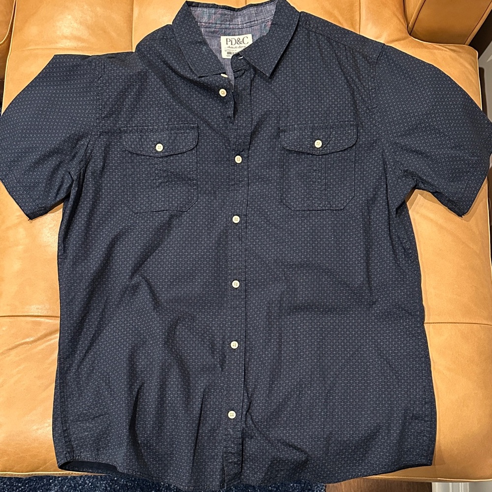 PD&C Dark Blue Casual Button Down Shirt